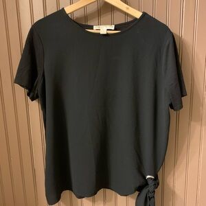 Michael Kors Black Short Sleeve Top with Side Tie